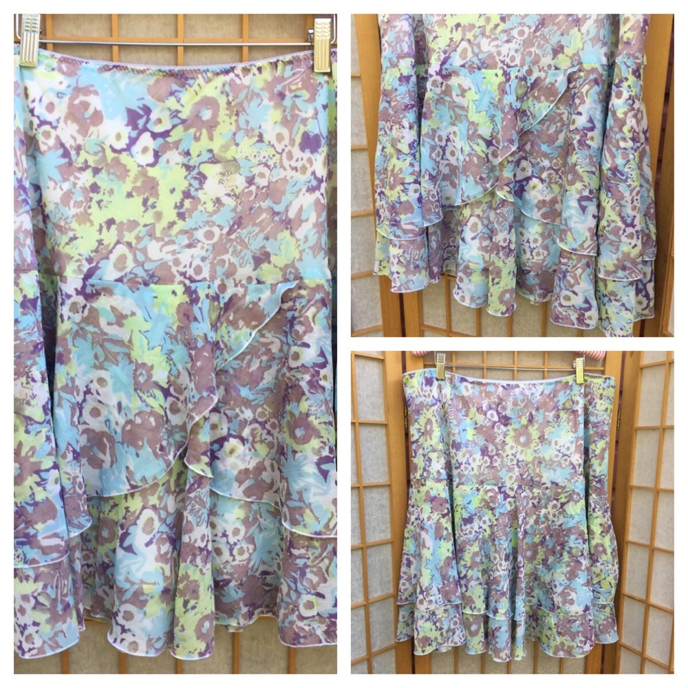 NWT Tribal Pastel Floral Print Skirt SZ 16